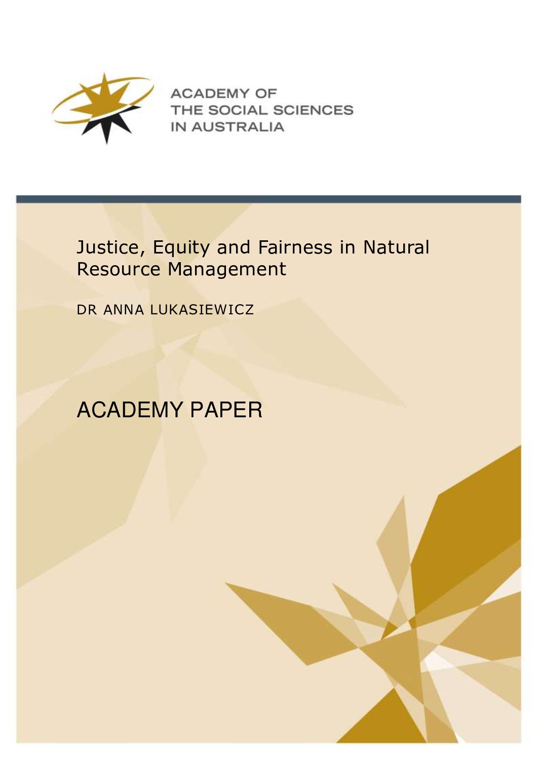 Academy Papers 1/2016- Justice, Equity and Fairness in Natural Resource Management