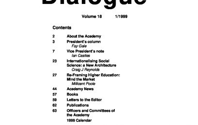1999: Dialogue Volume 18 – Number 1
