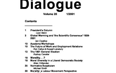 2001: Dialogue Volume 20 – Number 1