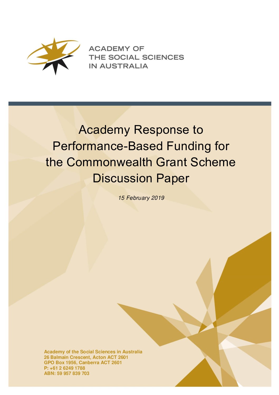Academy Response to Performance-Based Funding for the Commonwealth Grant Scheme  Discussion Paper